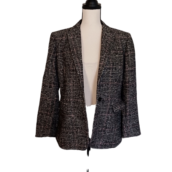 Massimo Dutti Single Button Front Closure Plaid Blazer - Picture 2 of 14